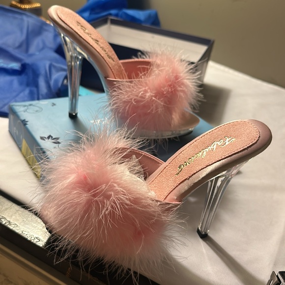 Pleaser Pink Feathered Women's Heels - Picture 16 of 16